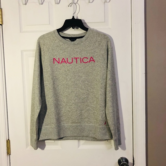 Light Gray Nautica Sweater with Pink Logo NWT - Picture 1 of 6